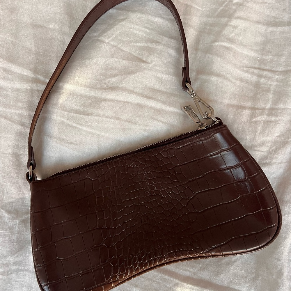 Brown faux croc shoulder bag jw pei